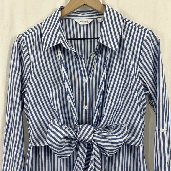 Seraphine Striped Button Maternity Shirt Dress Women’s Size 4 - Picture 4 of 9
